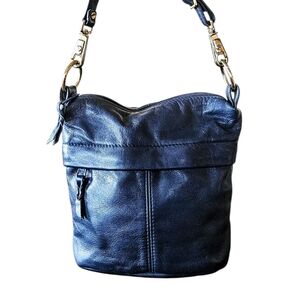 Vintage Autumn Forest Black Leather Crossbody Bag Purse